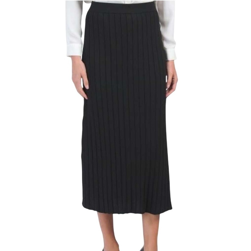 HOUSE OF HARLOW 1960 Black Ribbed‎ Knit Bodycon Midi Skirt NWOT Size XS